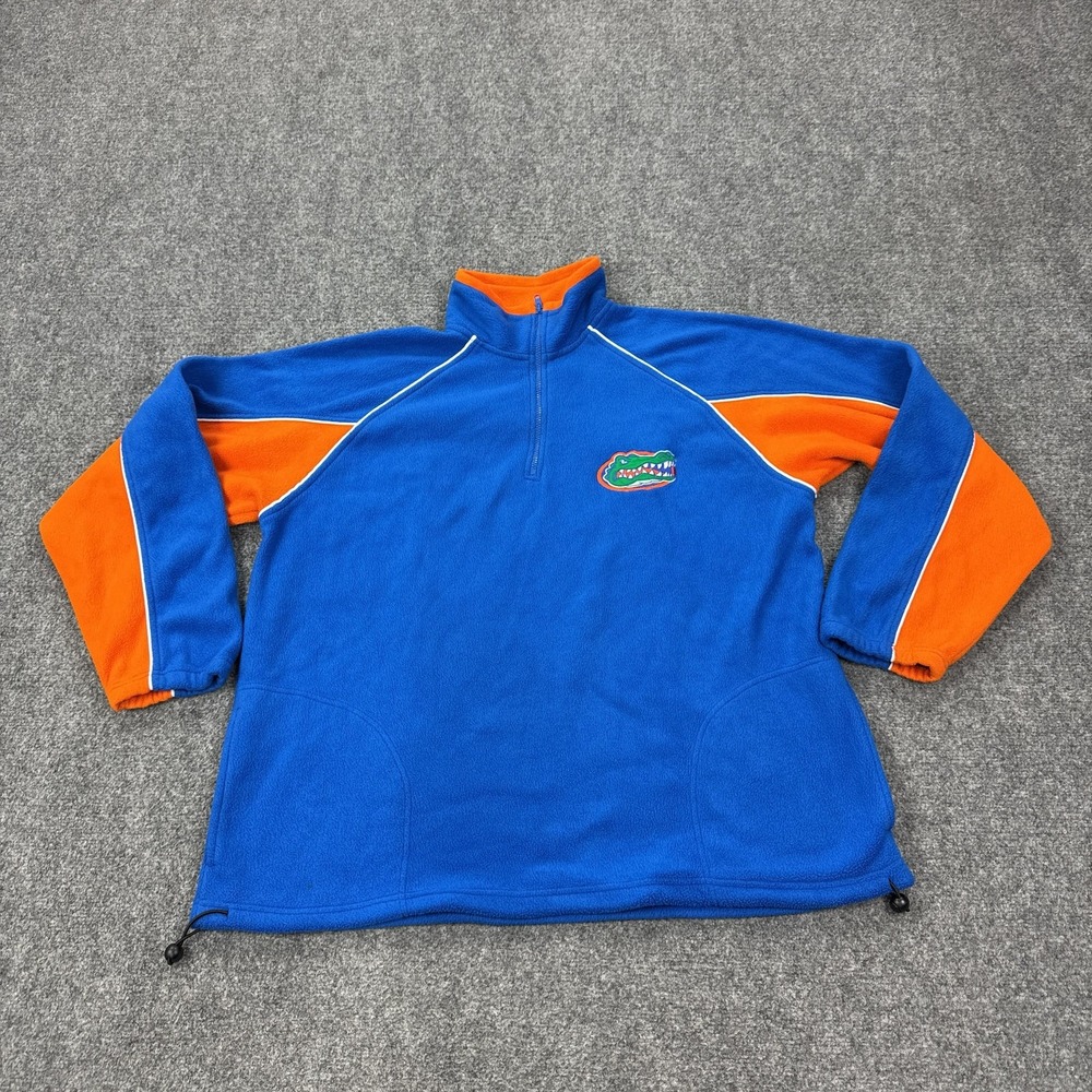 Vintage Florida Gators Jacket Mens XL Blue NCAA Football Russell Fleece 1/4 Zip